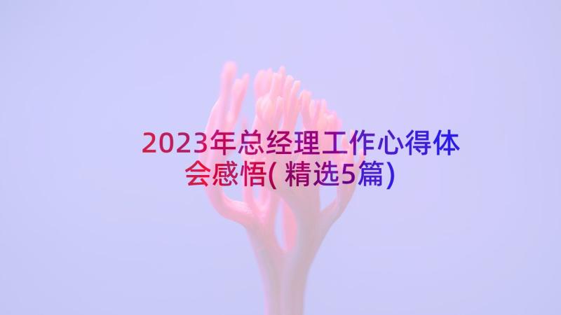 2023年总经理工作心得体会感悟(精选5篇)