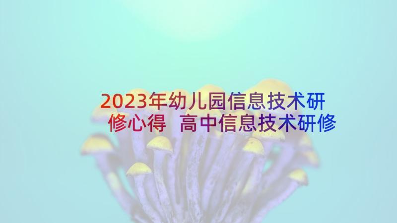 2023年幼儿园信息技术研修心得 高中信息技术研修心得体会(实用10篇)