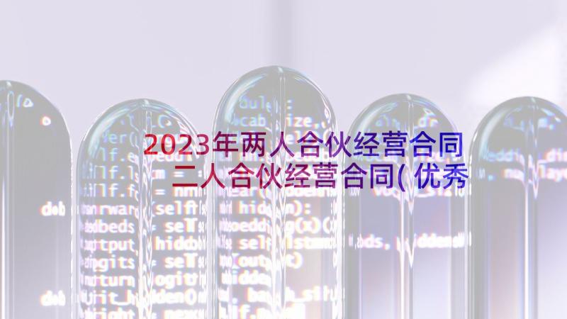 2023年两人合伙经营合同 二人合伙经营合同(优秀5篇)