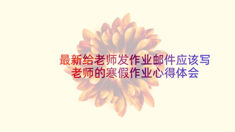 最新给老师发作业邮件应该写 老师的寒假作业心得体会(精选14篇)