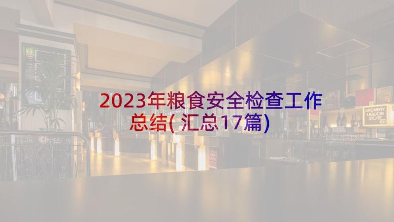 2023年粮食安全检查工作总结(汇总17篇)