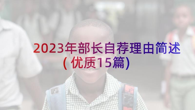 2023年部长自荐理由简述(优质15篇)