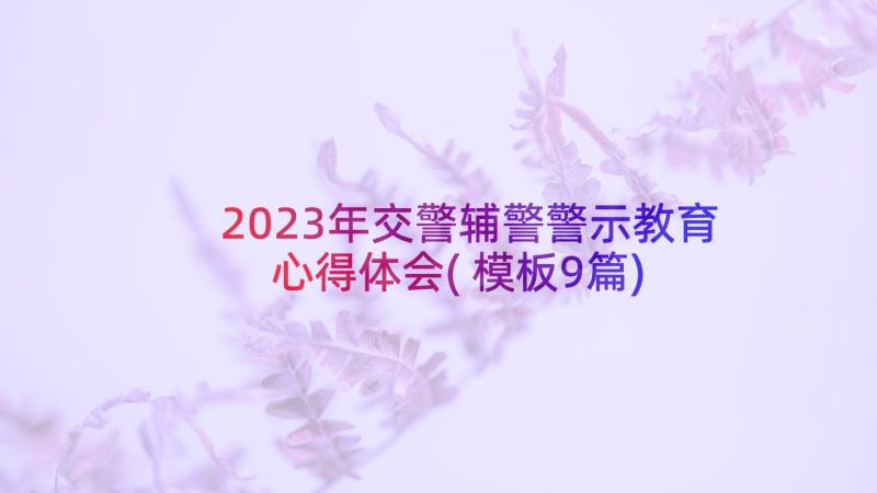 2023年交警辅警警示教育心得体会(模板9篇)