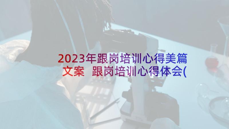 2023年跟岗培训心得美篇文案 跟岗培训心得体会(模板8篇)