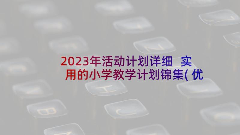 2023年活动计划详细 实用的小学教学计划锦集(优质8篇)