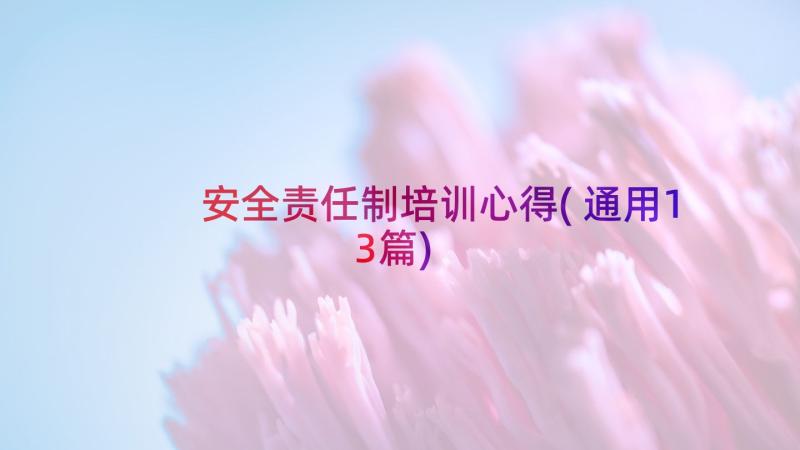 安全责任制培训心得(通用13篇)