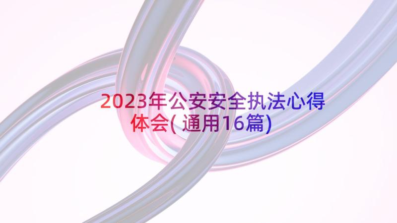 2023年公安安全执法心得体会(通用16篇)