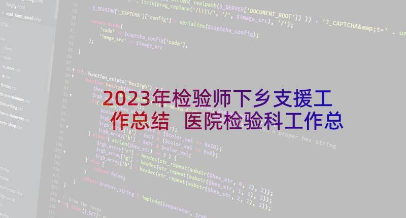 2023年检验师下乡支援工作总结 医院检验科工作总结(汇总13篇)