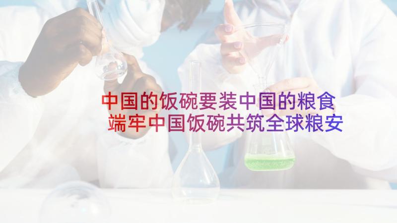 中国的饭碗要装中国的粮食 端牢中国饭碗共筑全球粮安心得体会(精选8篇)