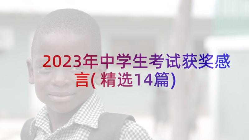 2023年中学生考试获奖感言(精选14篇)