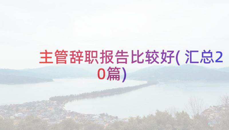 主管辞职报告比较好(汇总20篇)