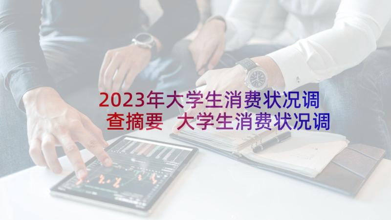 2023年大学生消费状况调查摘要 大学生消费状况调研报告(汇总9篇)