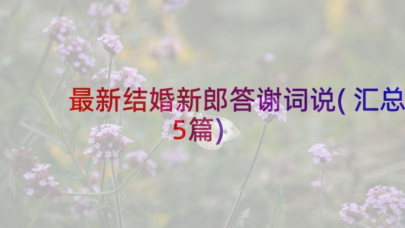 最新结婚新郎答谢词说(汇总5篇)