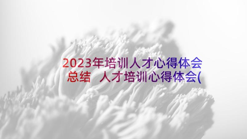 2023年培训人才心得体会总结 人才培训心得体会(大全10篇)