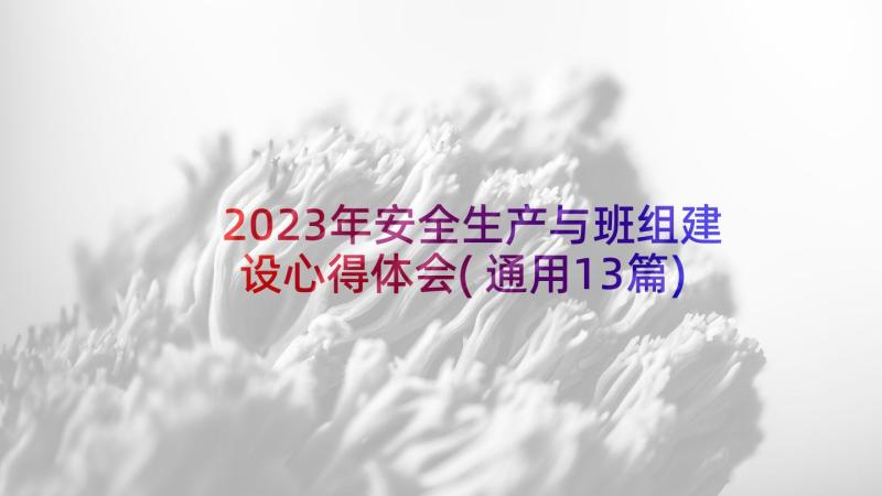 2023年安全生产与班组建设心得体会(通用13篇)