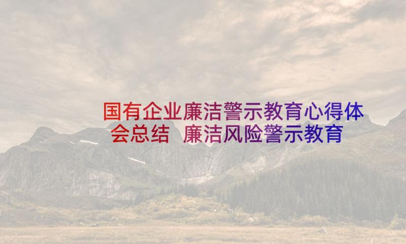 国有企业廉洁警示教育心得体会总结 廉洁风险警示教育心得(优质17篇)