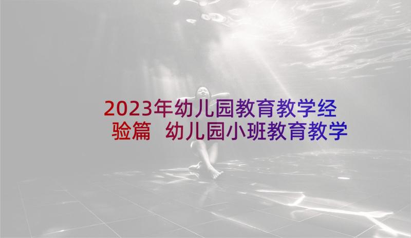 2023年幼儿园教育教学经验篇 幼儿园小班教育教学经验总结(实用8篇)