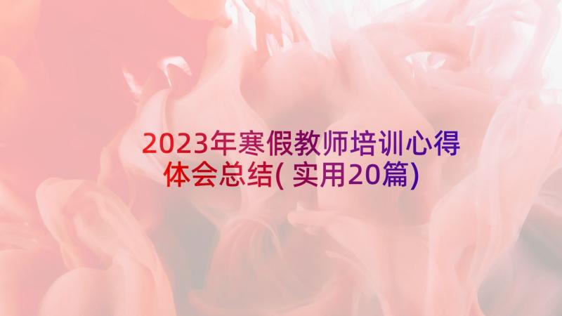 2023年寒假教师培训心得体会总结(实用20篇)