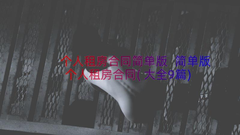 个人租房合同简单版 简单版个人租房合同(大全9篇)