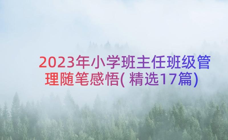 2023年小学班主任班级管理随笔感悟(精选17篇)