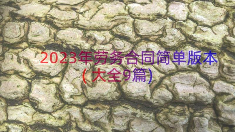 2023年劳务合同简单版本(大全9篇)