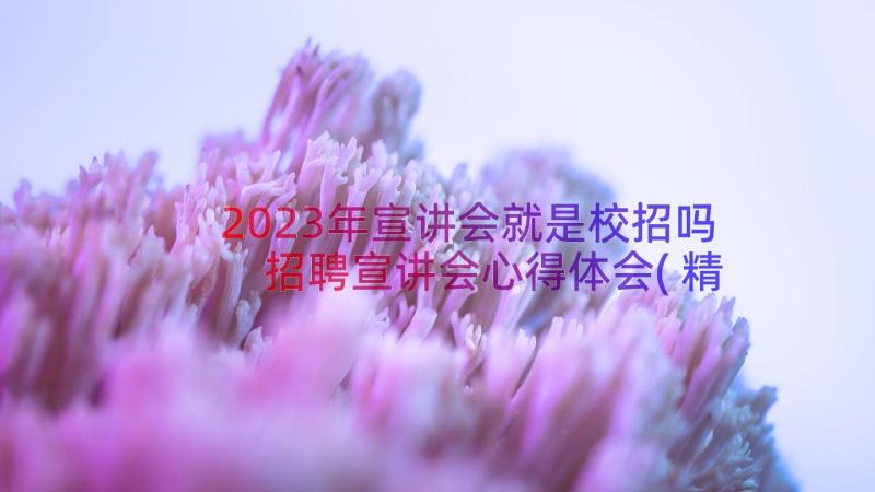 2023年宣讲会就是校招吗 招聘宣讲会心得体会(精选8篇)