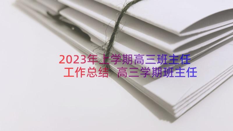 2023年上学期高三班主任工作总结 高三学期班主任工作总结(通用19篇)