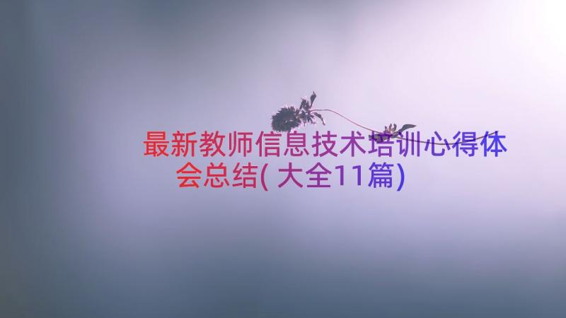 最新教师信息技术培训心得体会总结(大全11篇)