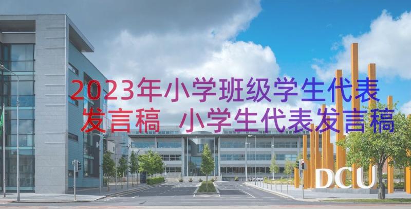 2023年小学班级学生代表发言稿 小学生代表发言稿(优秀8篇)