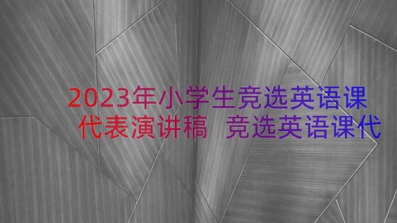 2023年小学生竞选英语课代表演讲稿 竞选英语课代表演讲稿(精选12篇)