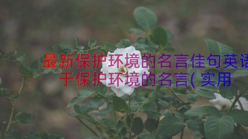 最新保护环境的名言佳句英语 于保护环境的名言(实用15篇)