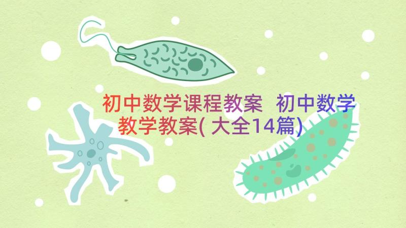 初中数学课程教案 初中数学教学教案(大全14篇)