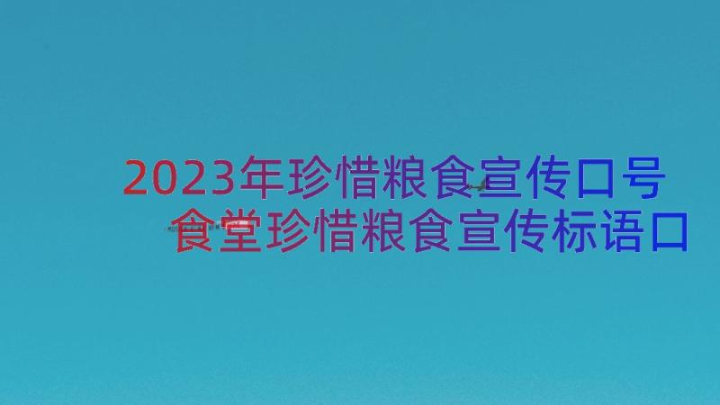 2023年珍惜粮食宣传口号 食堂珍惜粮食宣传标语口号(模板5篇)