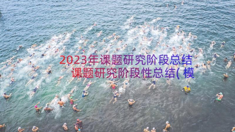 2023年课题研究阶段总结 课题研究阶段性总结(模板8篇)