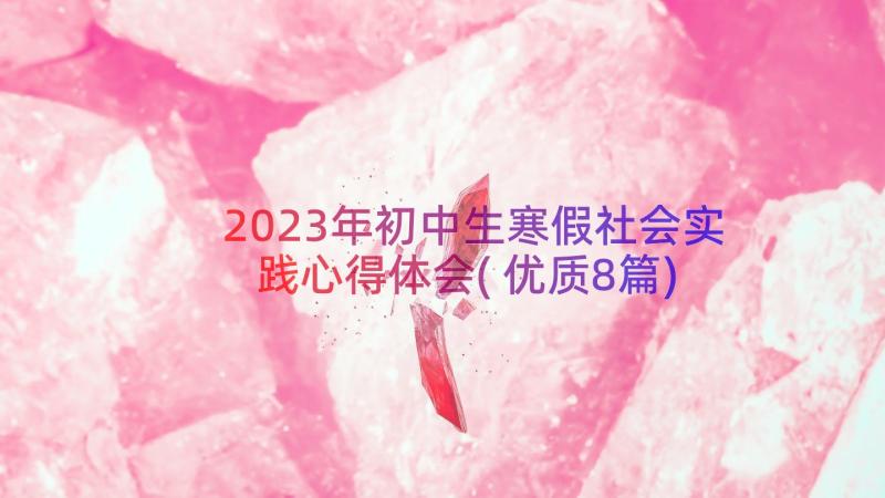 2023年初中生寒假社会实践心得体会(优质8篇)