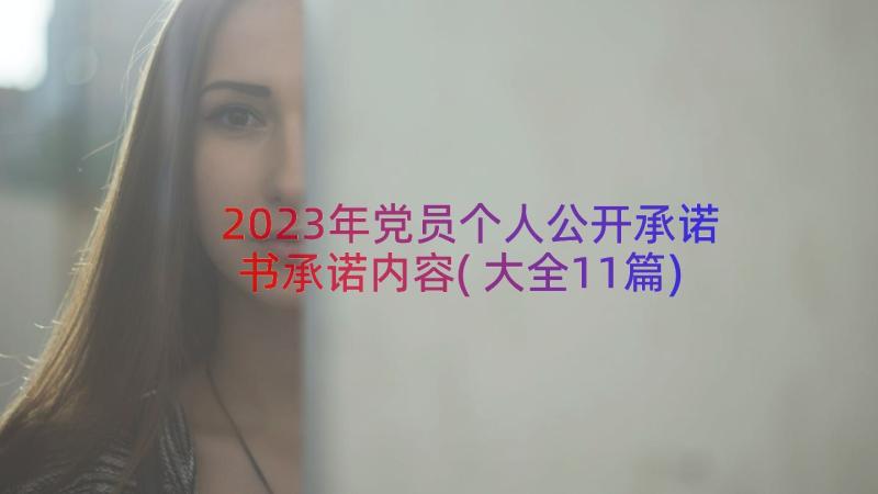 2023年党员个人公开承诺书承诺内容(大全11篇)