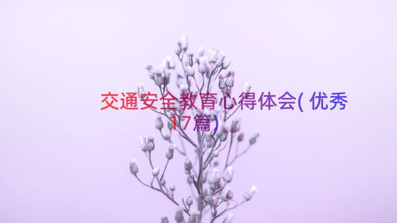 交通安全教育心得体会(优秀17篇)