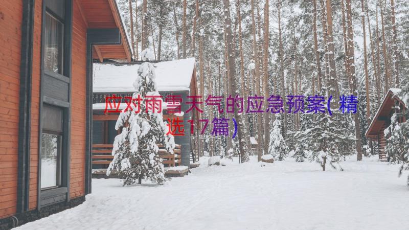 应对雨雪天气的应急预案(精选17篇)