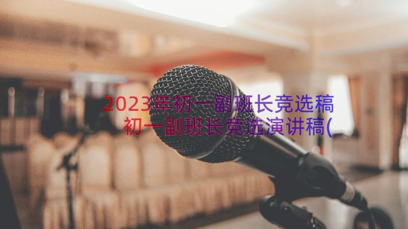 2023年初一副班长竞选稿 初一副班长竞选演讲稿(模板8篇)