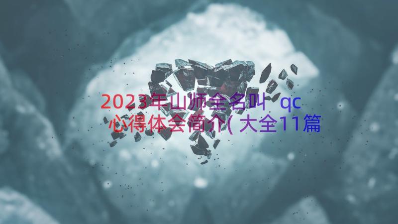 2023年山师全名叫 qc心得体会简介(大全11篇)