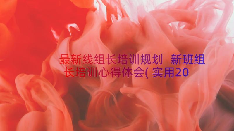 最新线组长培训规划 新班组长培训心得体会(实用20篇)