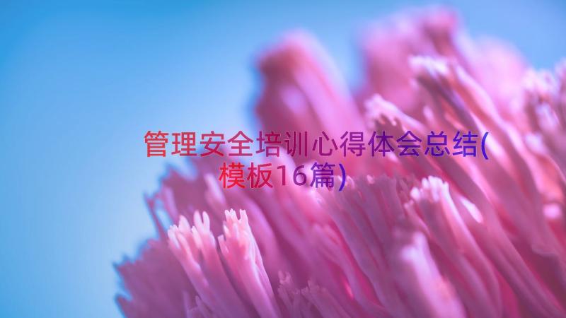 管理安全培训心得体会总结(模板16篇)