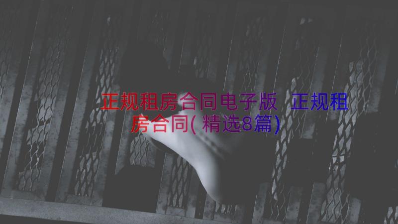 正规租房合同电子版 正规租房合同(精选8篇)