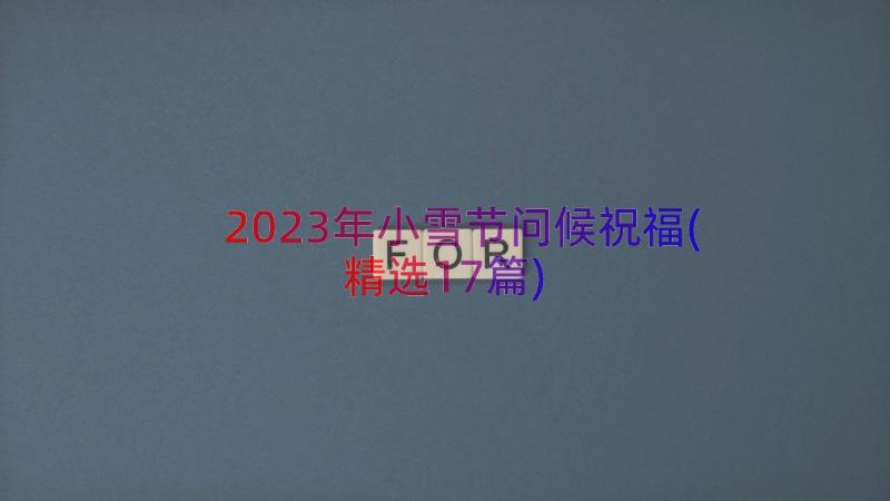 2023年小雪节问候祝福(精选17篇)