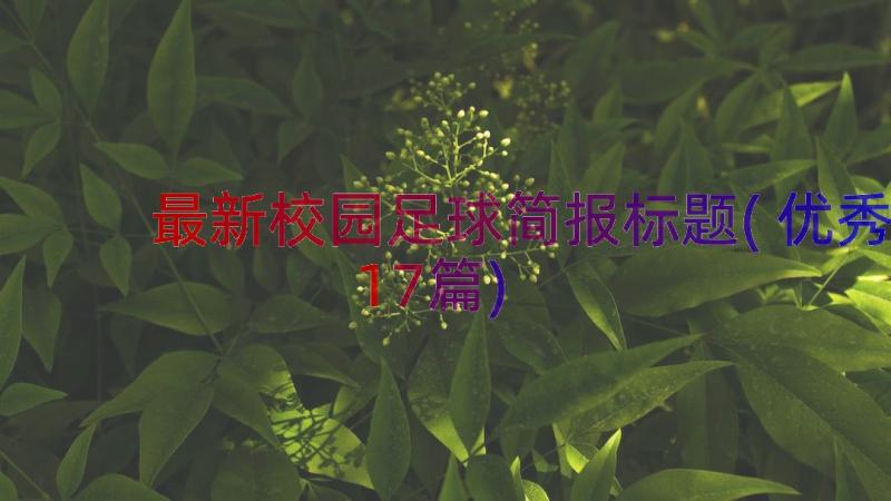 最新校园足球简报标题(优秀17篇)