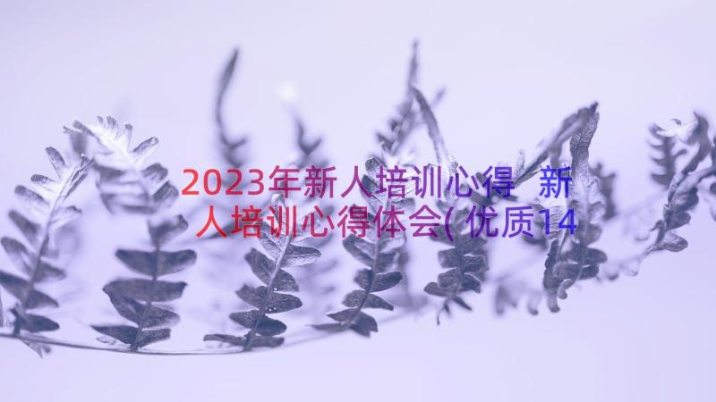 2023年新人培训心得 新人培训心得体会(优质14篇)