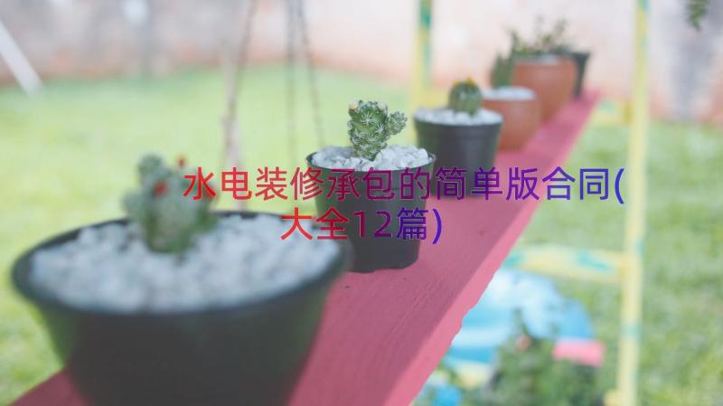 水电装修承包的简单版合同(大全12篇)