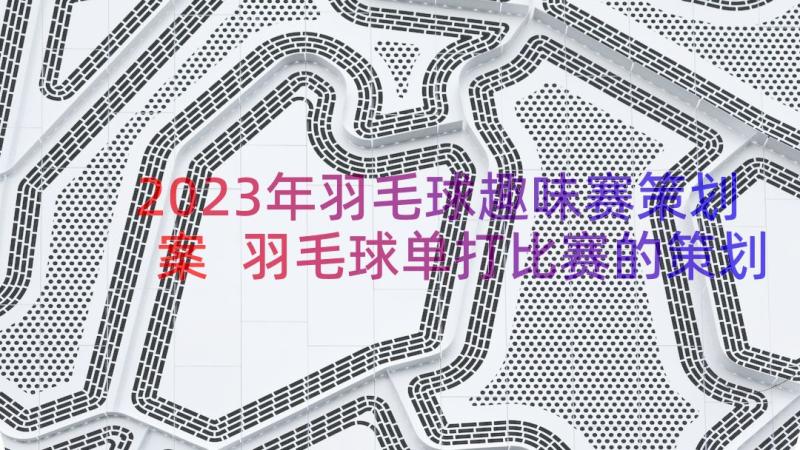 2023年羽毛球趣味赛策划案 羽毛球单打比赛的策划书(大全18篇)