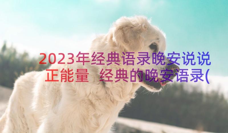 2023年经典语录晚安说说正能量 经典的晚安语录(通用17篇)