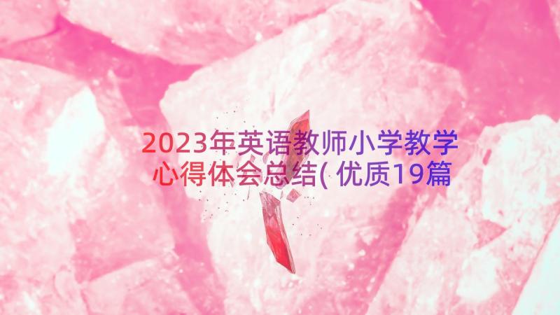 2023年英语教师小学教学心得体会总结(优质19篇)